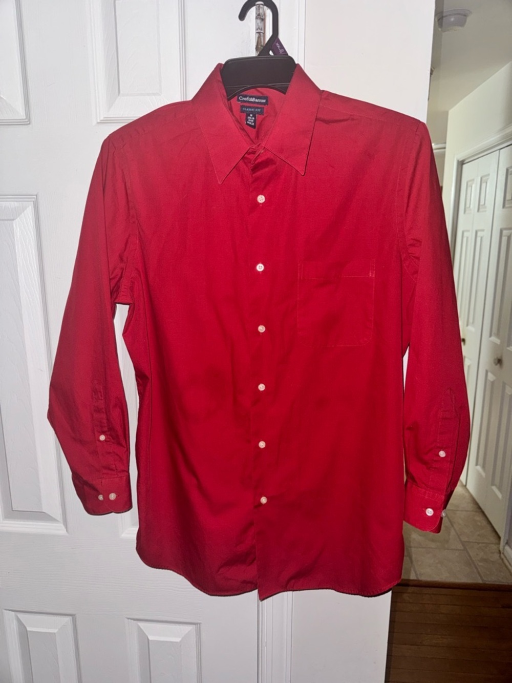 Croft & Barrow Men's M Classic Fit Red Button Down Shirt L/S Cotton Blend